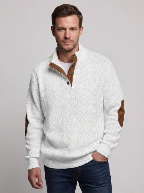 Men's Cable Knit Henley Pullover Sweater