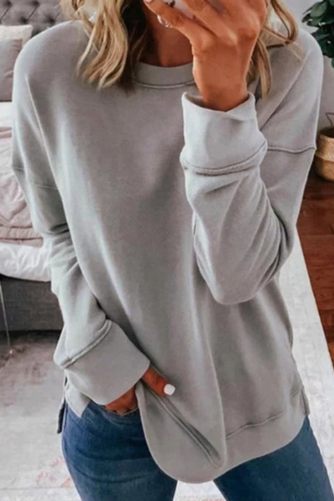 Camisetas clásicas informales y elegantes con cuello en O y unión dividida sólida (11 colores)