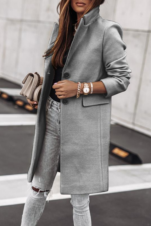 Fashion Elegant & Stylish Classic Solid Patchwork Buckle Turn-back Collar Outerwear(4 Colors)