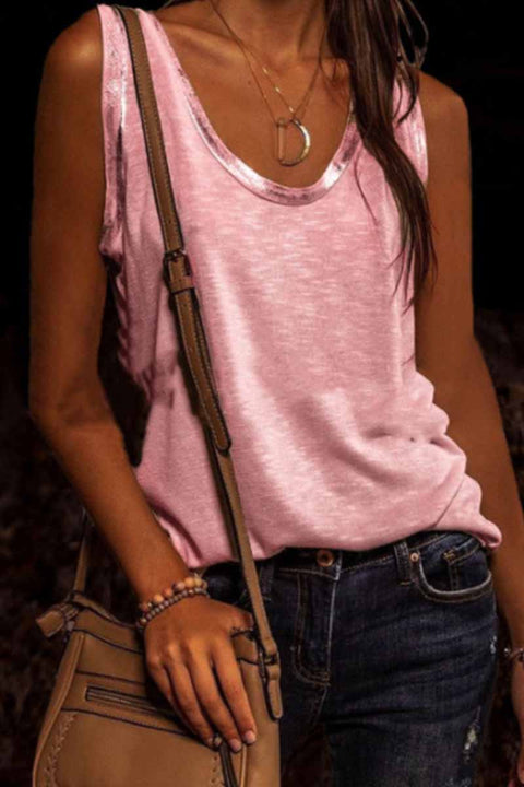 Fashion Casual & Stylish Classic Solid Patchwork U Neck Tops