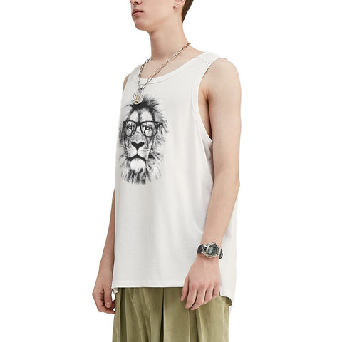 Top sin mangas extragrande con león de moda