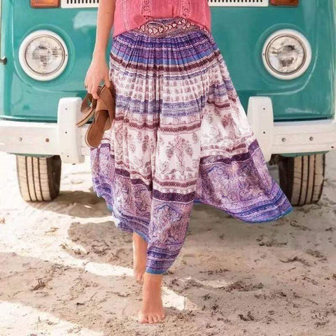 Summer Floral Print Maxi Skirt