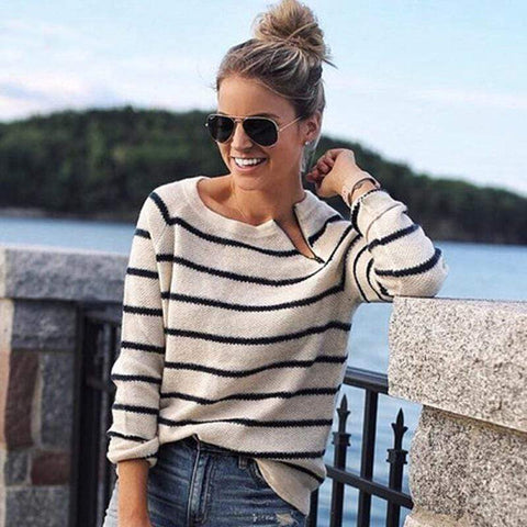 Casual Striped Knit Sweater