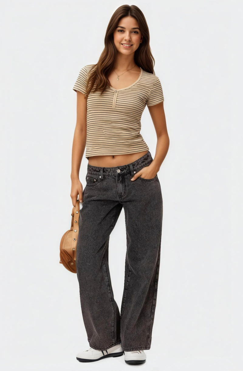 Women’s Washed Low-Rise Baggy Jeans