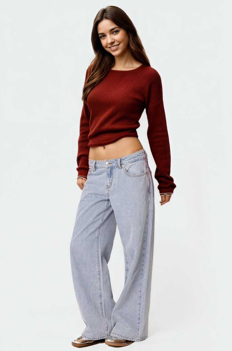 Women’s Washed Low-Rise Baggy Jeans