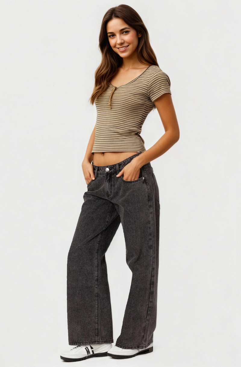 Women’s Washed Low-Rise Baggy Jeans