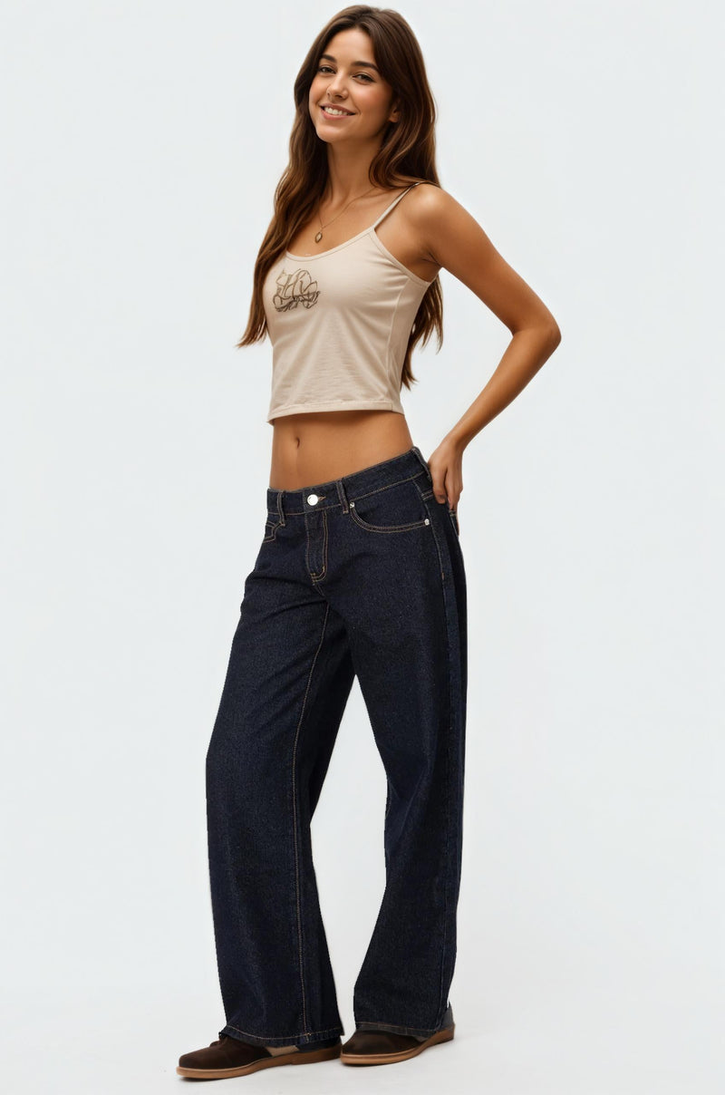 Women’s Washed Low-Rise Baggy Jeans