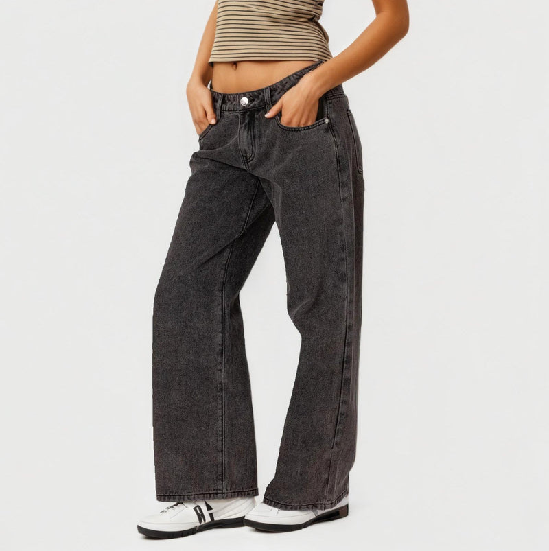 Women’s Washed Low-Rise Baggy Jeans