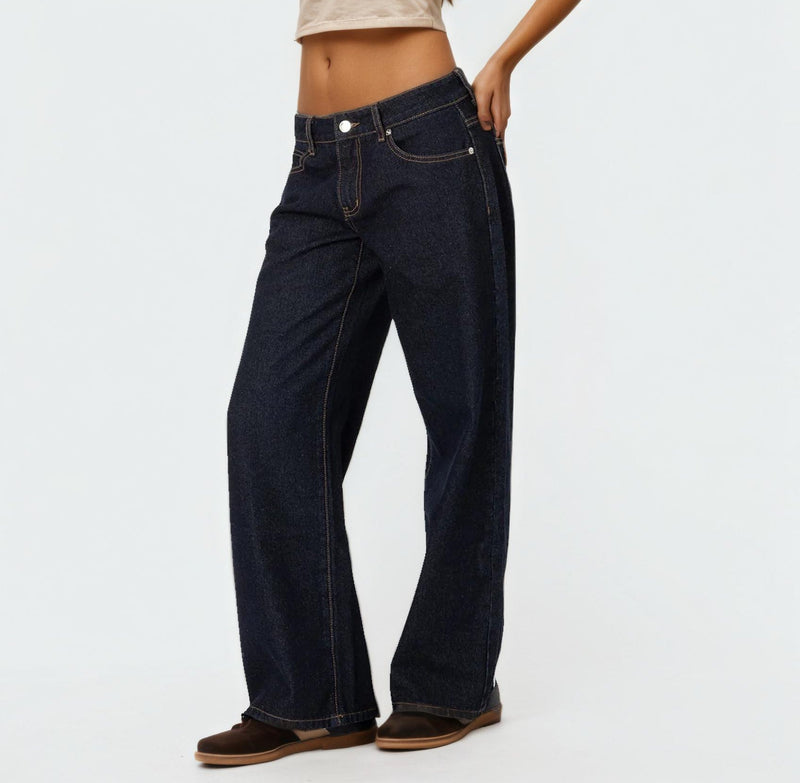 Women’s Washed Low-Rise Baggy Jeans