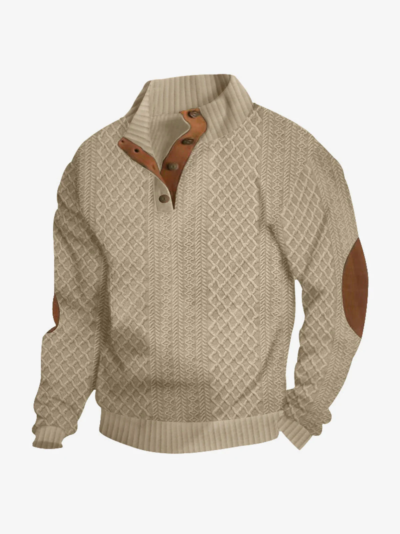 Men's Cable Knit Henley Pullover Sweater