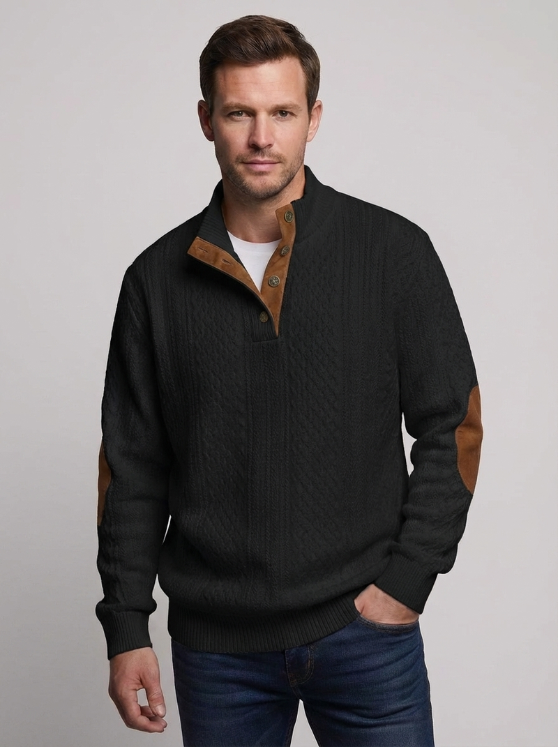 Men's Cable Knit Henley Pullover Sweater