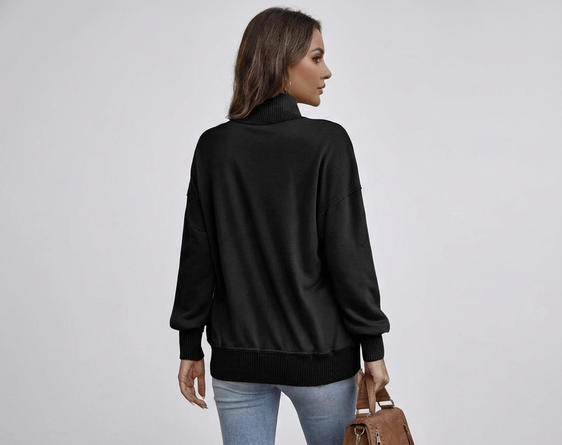 Women's Stand Neck Henley Sweatshirt Long Sleeve Lightweight Casual Pullover Top