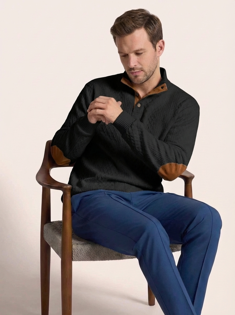 Men's Cable Knit Henley Pullover Sweater