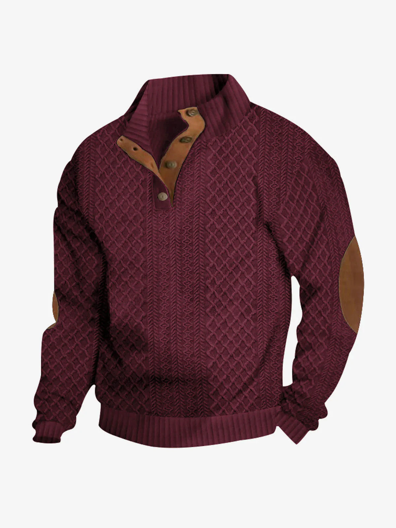 Men's Cable Knit Henley Pullover Sweater