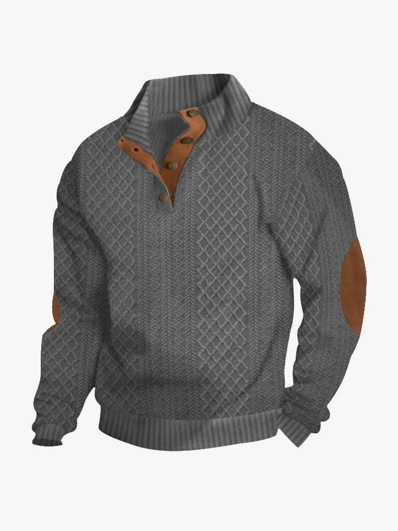 Men's Cable Knit Henley Pullover Sweater