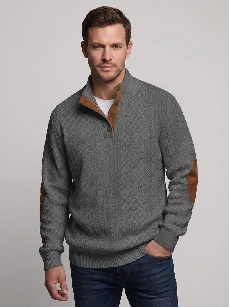 Men's Cable Knit Henley Pullover Sweater