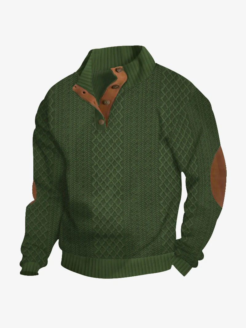Men's Cable Knit Henley Pullover Sweater