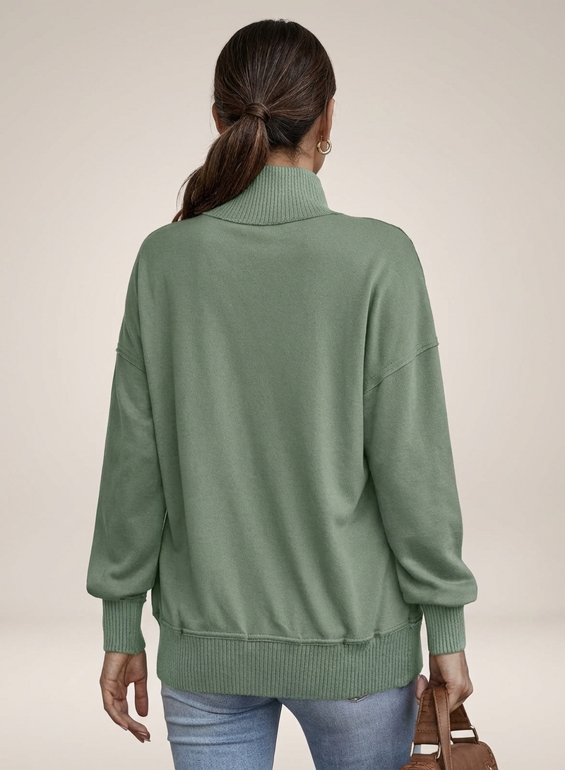 Women's Stand Neck Henley Sweatshirt Long Sleeve Lightweight Casual Pullover Top