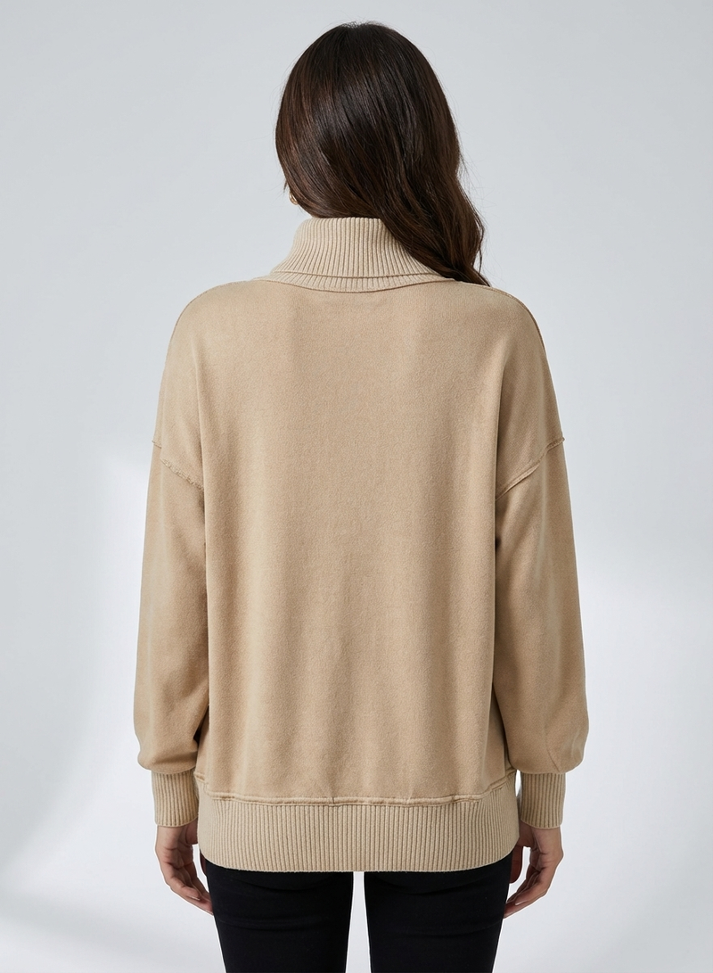 Women's Stand Neck Henley Sweatshirt Long Sleeve Lightweight Casual Pullover Top