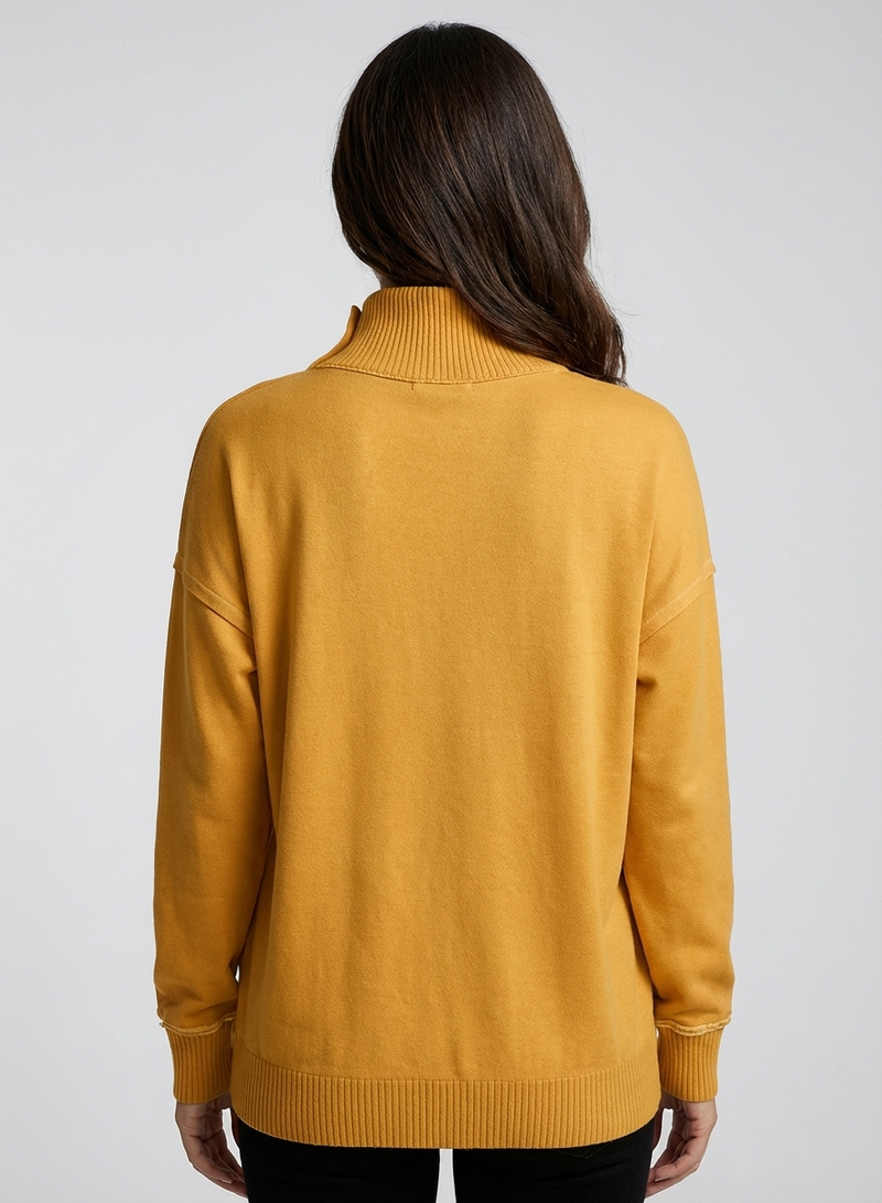 Women's Stand Neck Henley Sweatshirt Long Sleeve Lightweight Casual Pullover Top