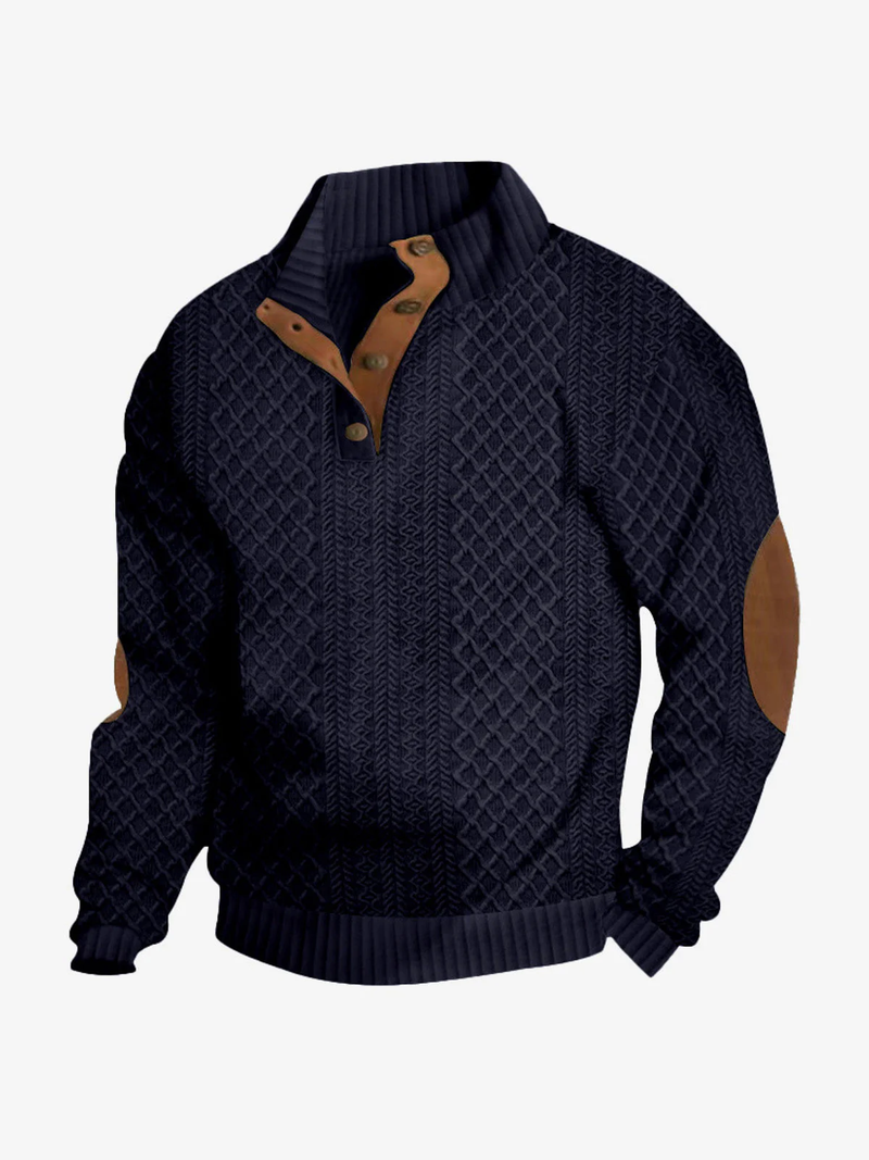 Men's Cable Knit Henley Pullover Sweater