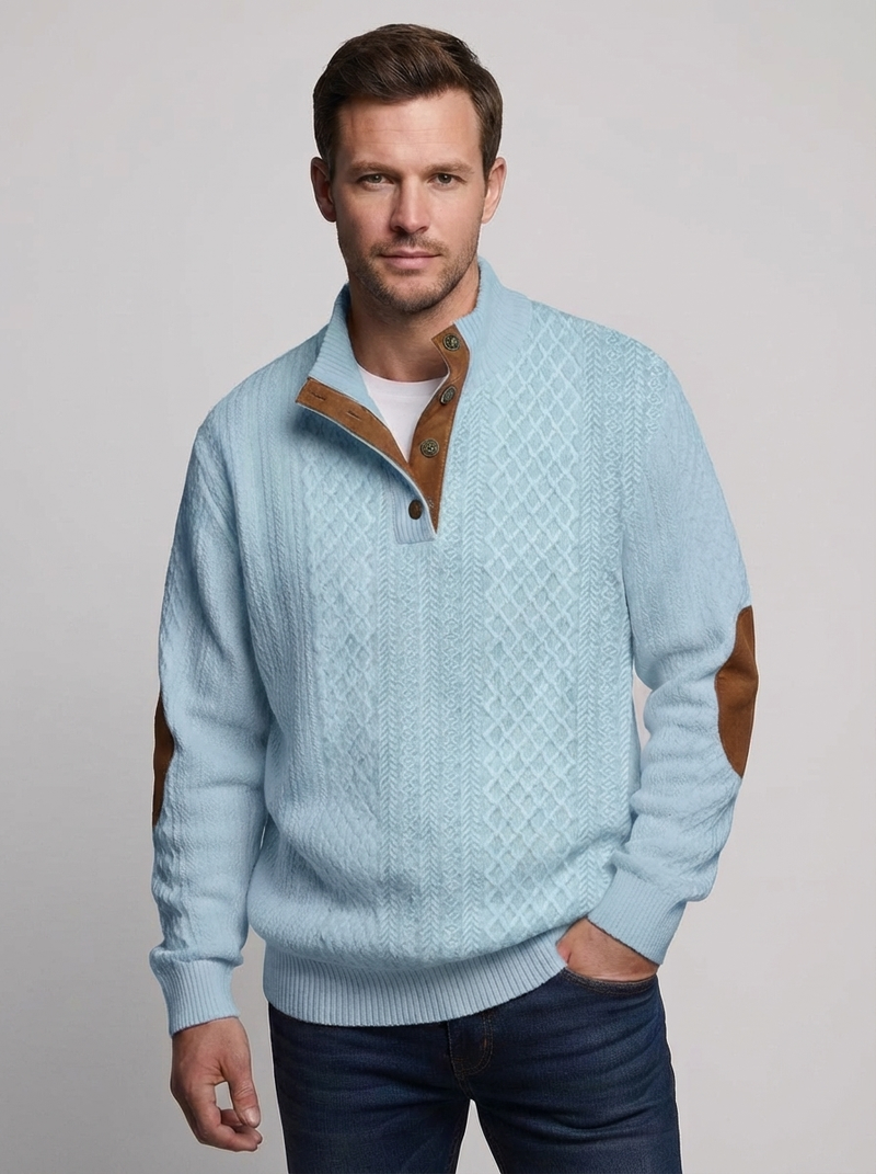 Men's Cable Knit Henley Pullover Sweater