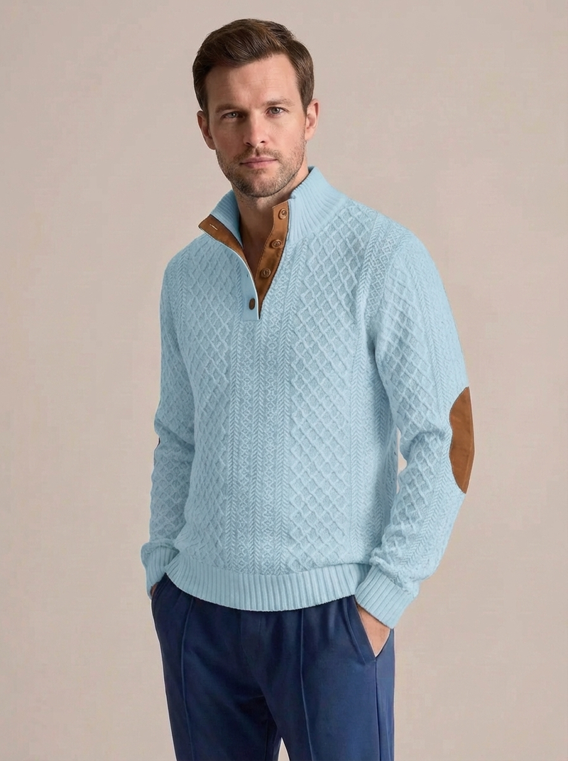 Men's Cable Knit Henley Pullover Sweater