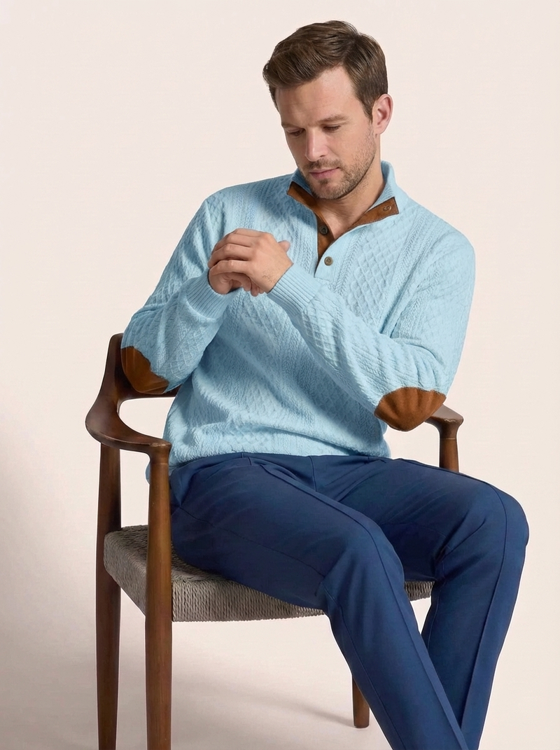 Men's Cable Knit Henley Pullover Sweater