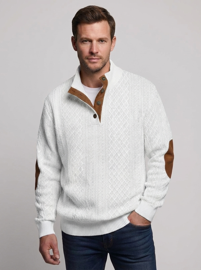 Men's Cable Knit Henley Pullover Sweater