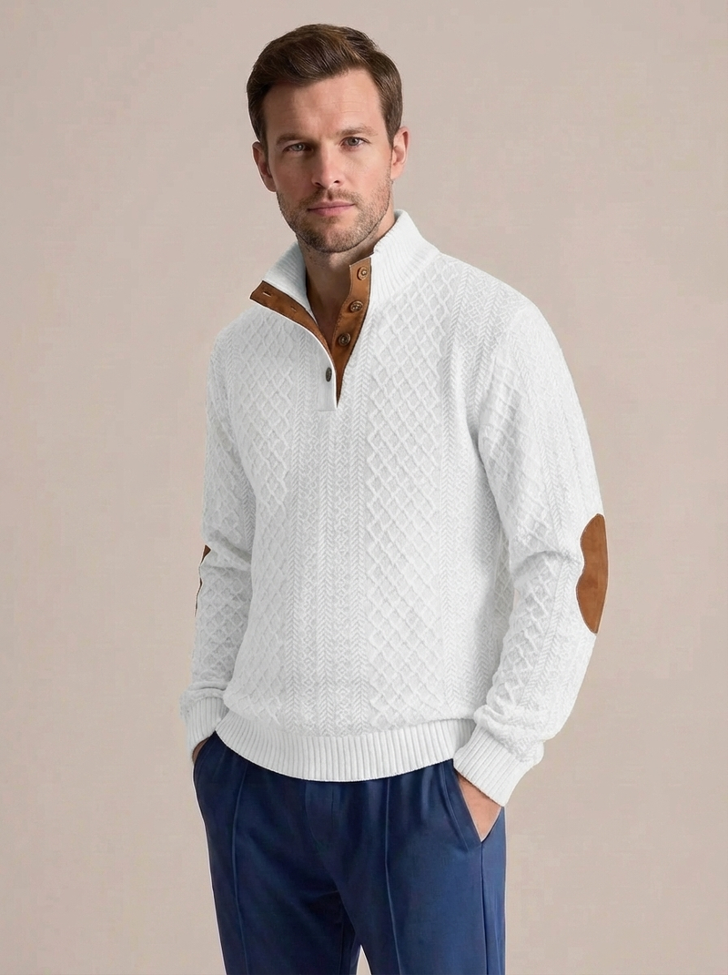Men's Cable Knit Henley Pullover Sweater