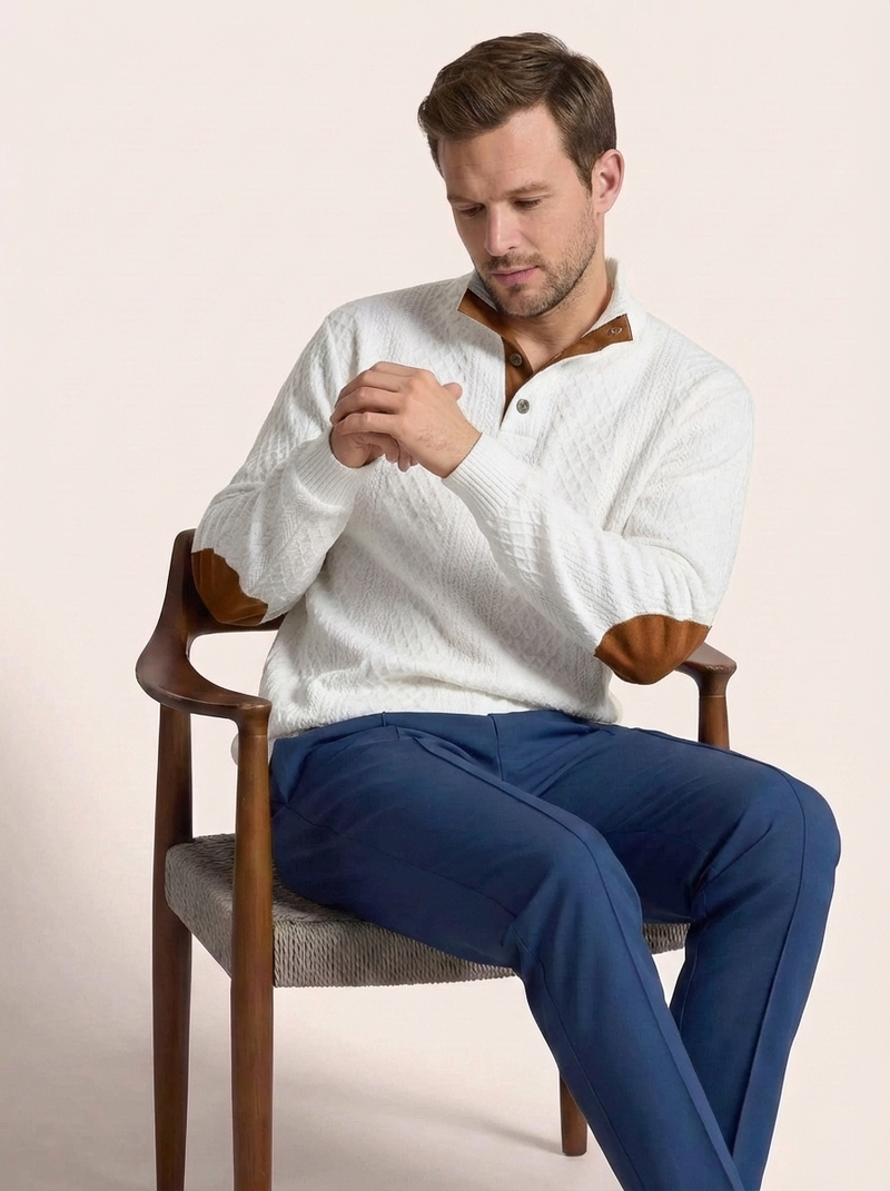 Men's Cable Knit Henley Pullover Sweater