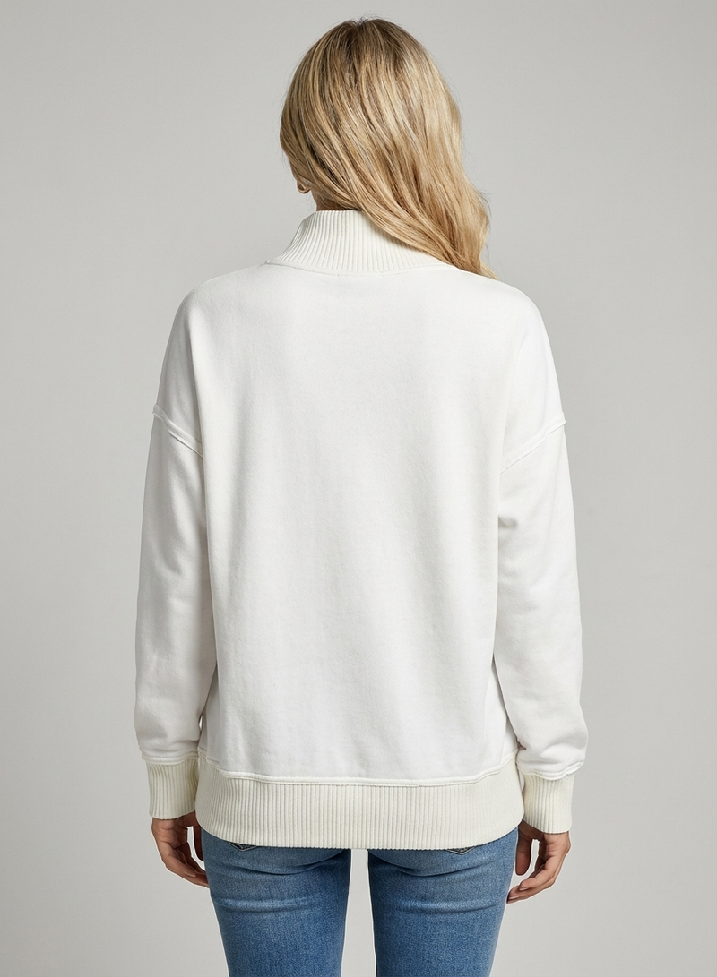 Women's Stand Neck Henley Sweatshirt Long Sleeve Lightweight Casual Pullover Top