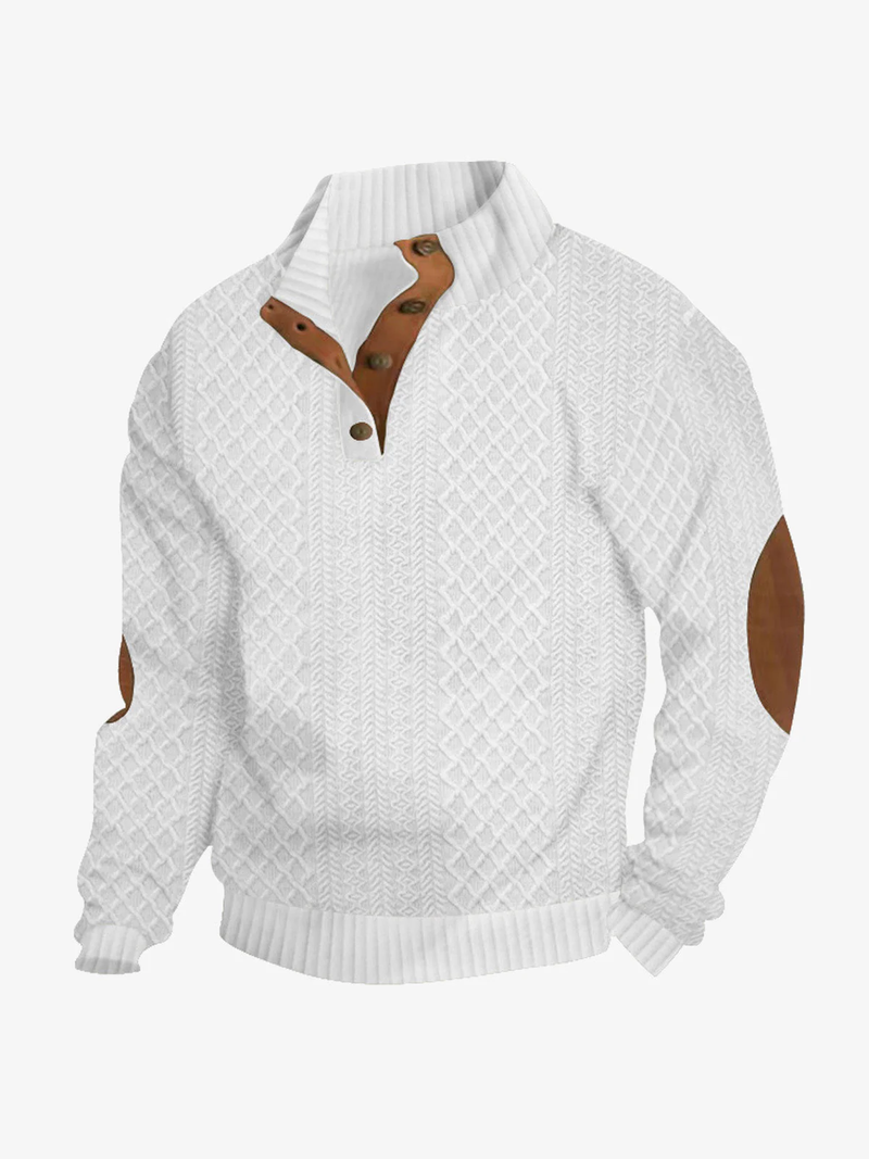 Men's Cable Knit Henley Pullover Sweater