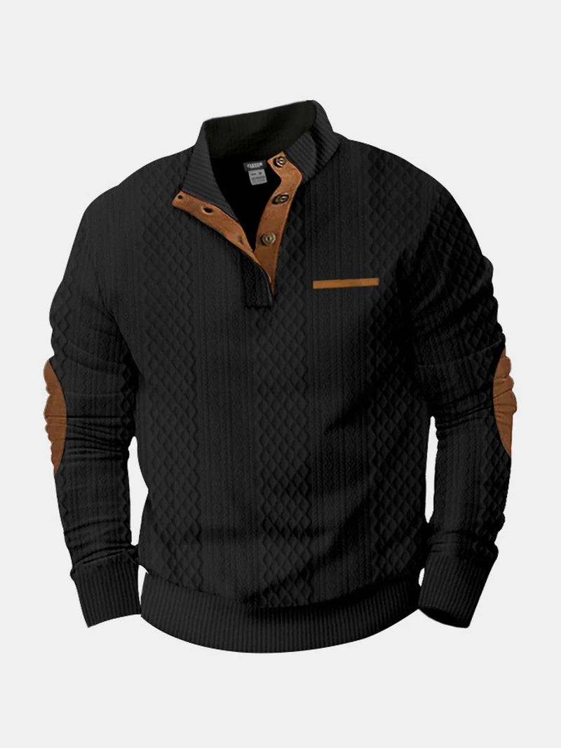 Men's Cable Knit Henley Pullover with Chest Pocket