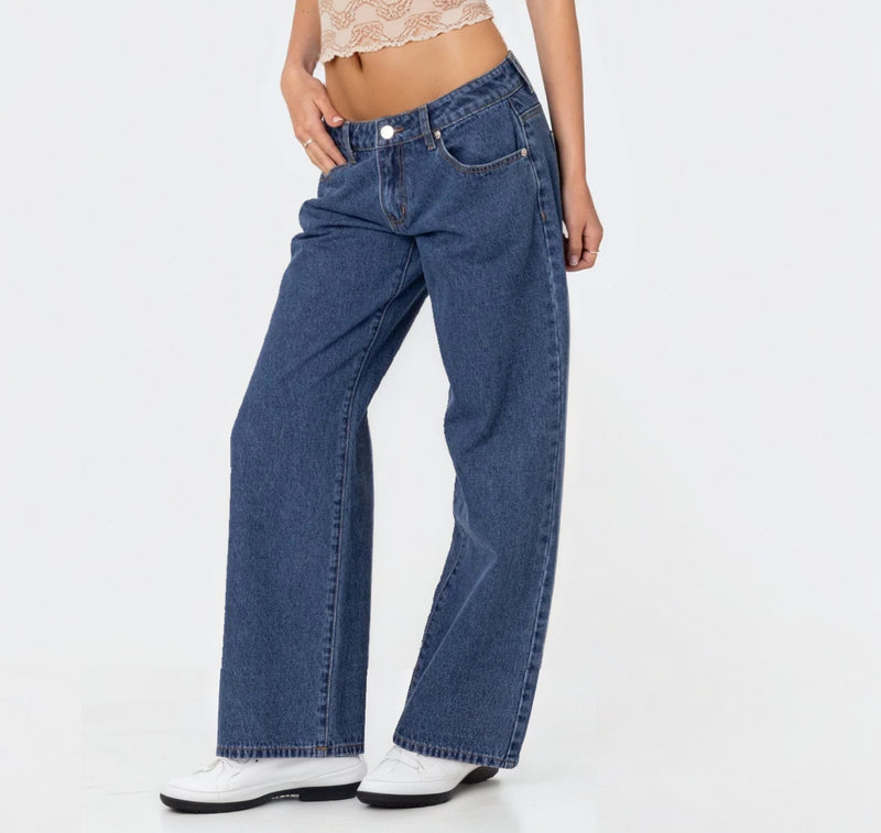 Women’s Washed Low-Rise Baggy Jeans