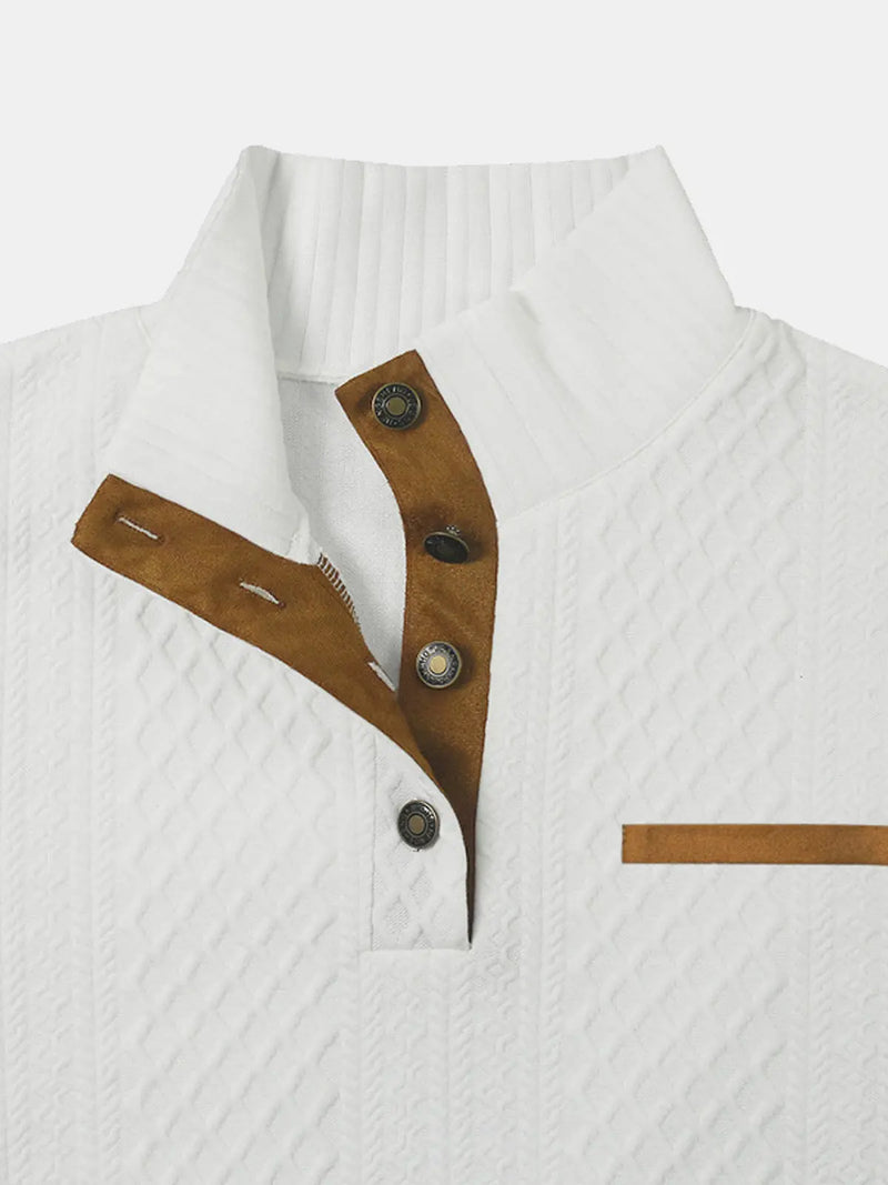 Men's Cable Knit Henley Pullover with Chest Pocket