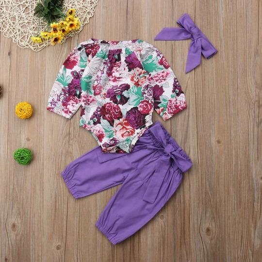 Baby Girls Tops Romper Floral Pants Leggings Outfit Set Clothes