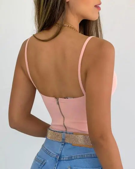 Spaghetti Strap Top with Plunge Neck