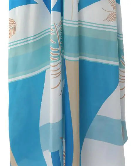 V-Neck Maxi Dress with Print Tie Detail and Belt