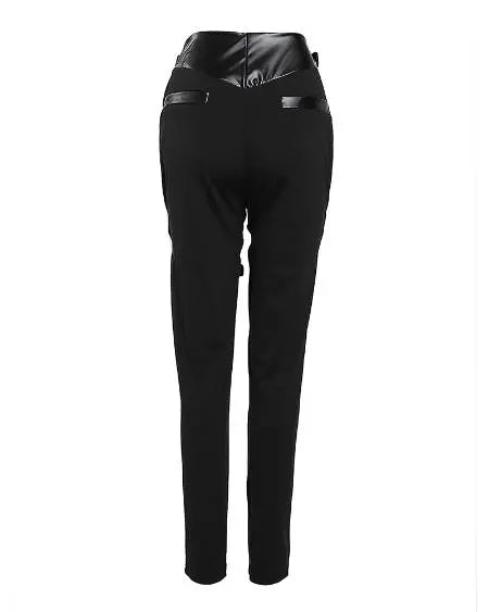 High Waist Pants with Eyelets Buckles & Zippers
