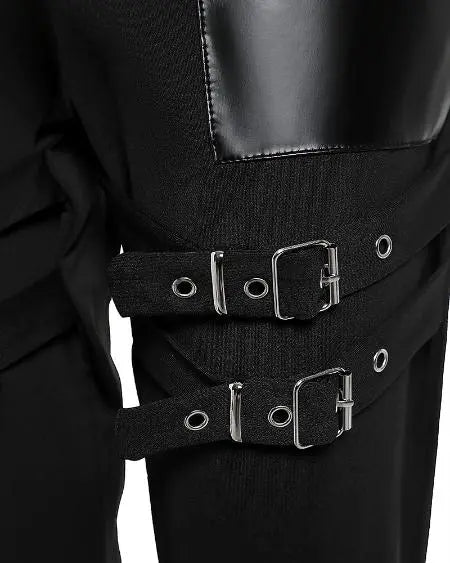 High Waist Pants with Eyelets Buckles & Zippers