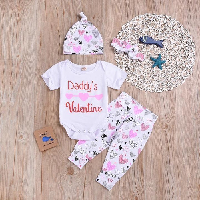4pcs Daddy's Valentine Print Sets CT000135-Pink-6-12Months-80