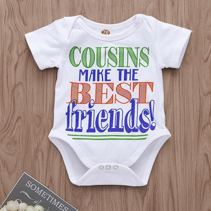 Cousins make the best friends" Letter Printed Baby Jumpsuit