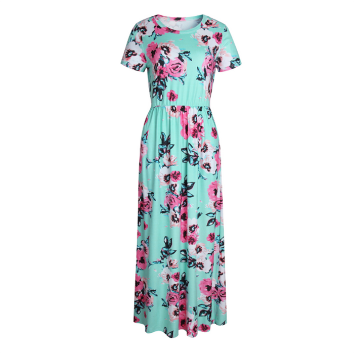 Blush Floral Blush Short Sleeve Maxi Dress