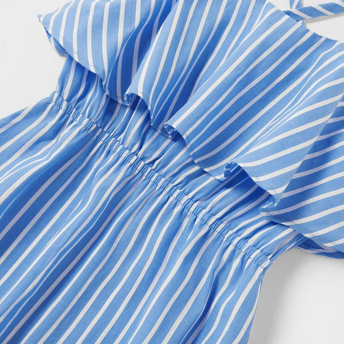 Mommy and Me Striped Ruffle Off-shoulder Dresses