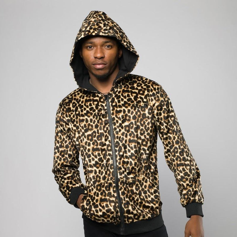 Leopard Zip-Up Hoodie