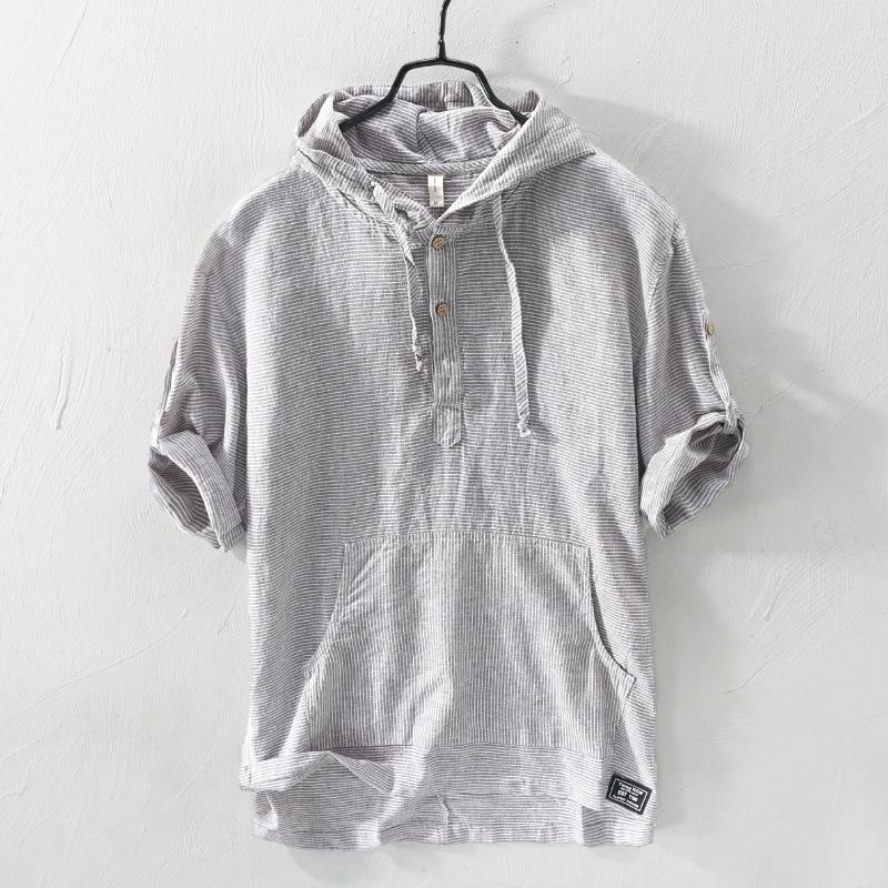 Hooded Linen Blend Shirt