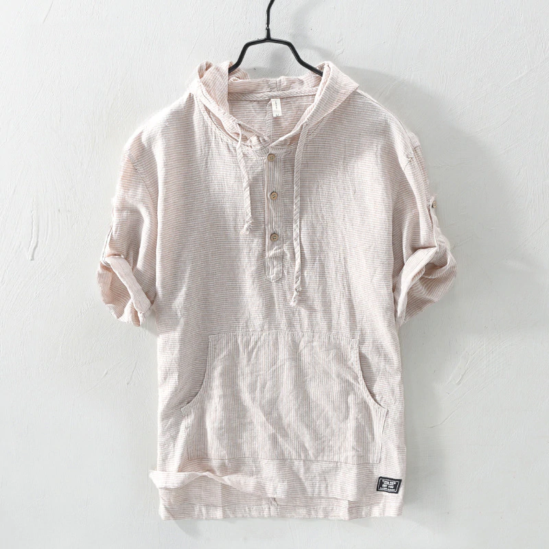 Hooded Linen Blend Shirt