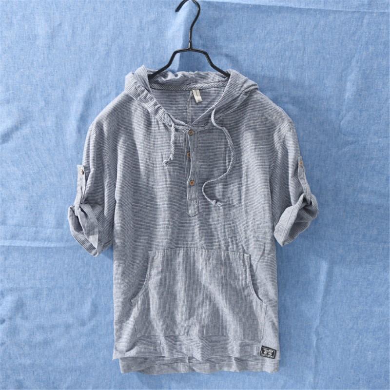 Hooded Linen Blend Shirt