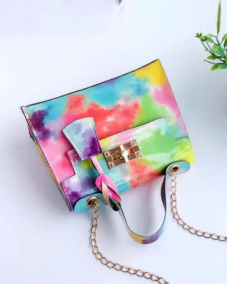 Tie Dye Printed Bag with Chain Strap